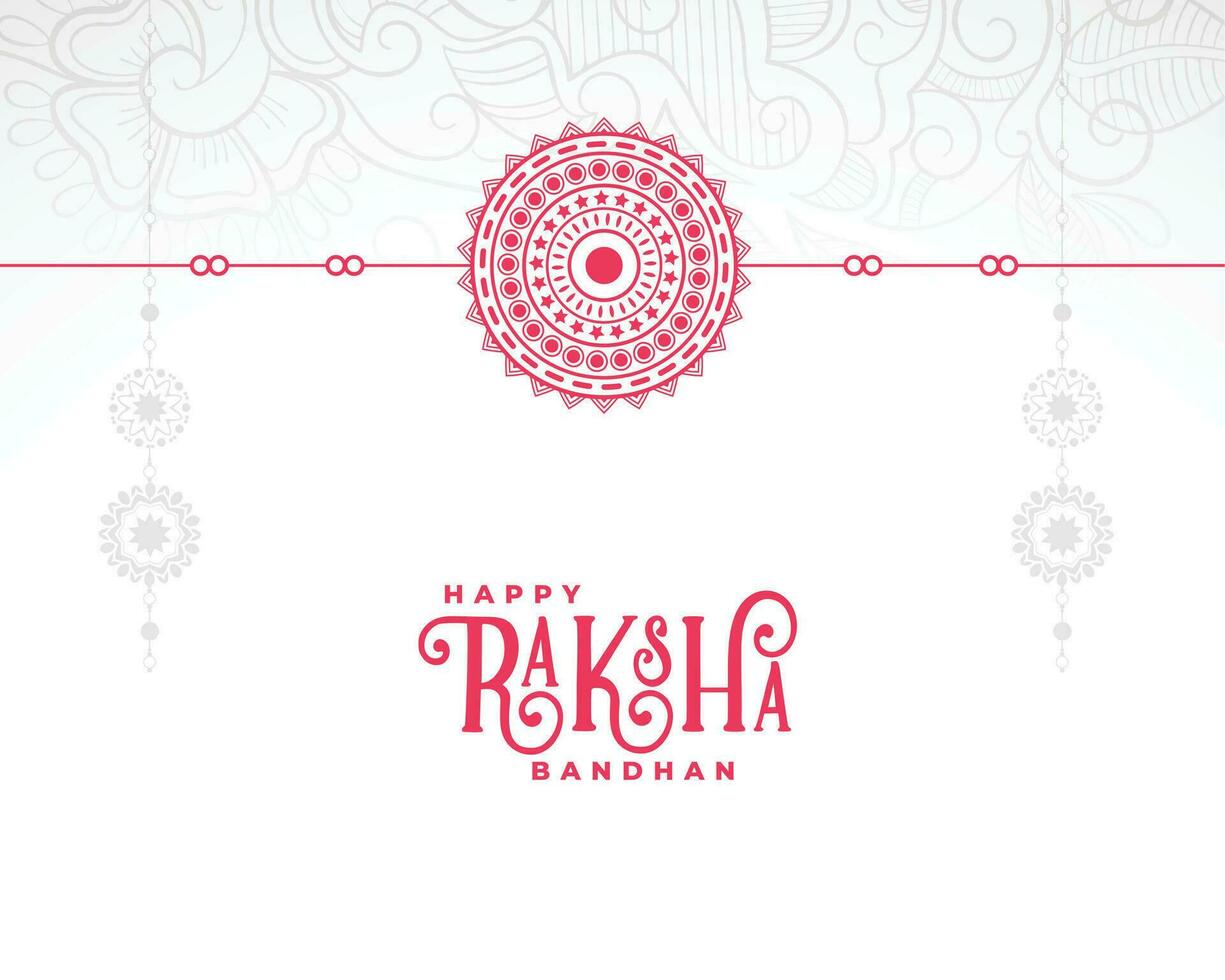 Raksha Bandhan Weiß Karte mit dekorativ eben Rakhi Design vektor