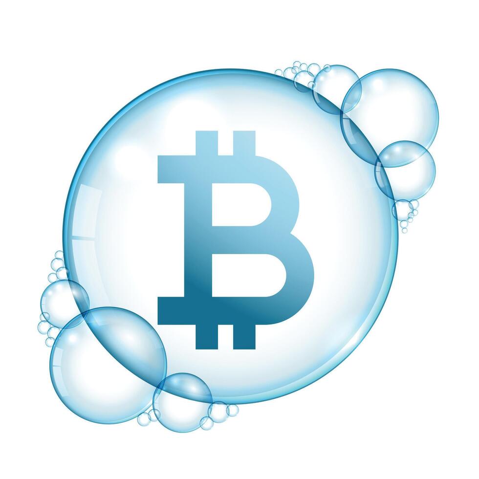 bitcoin bubbla kryptovaluta brista begrepp bakgrund vektor