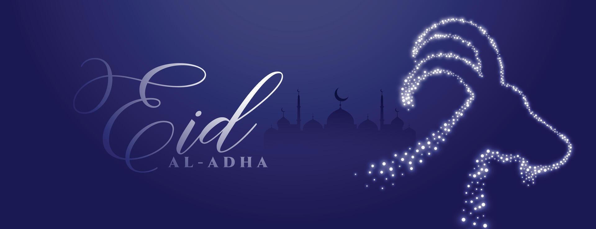 eid al Adha Foto baner med gnistrande get ansikte vektor