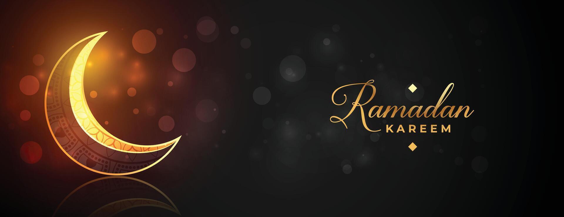 glänzend Ramadan kareem golden Mond Banner Design vektor