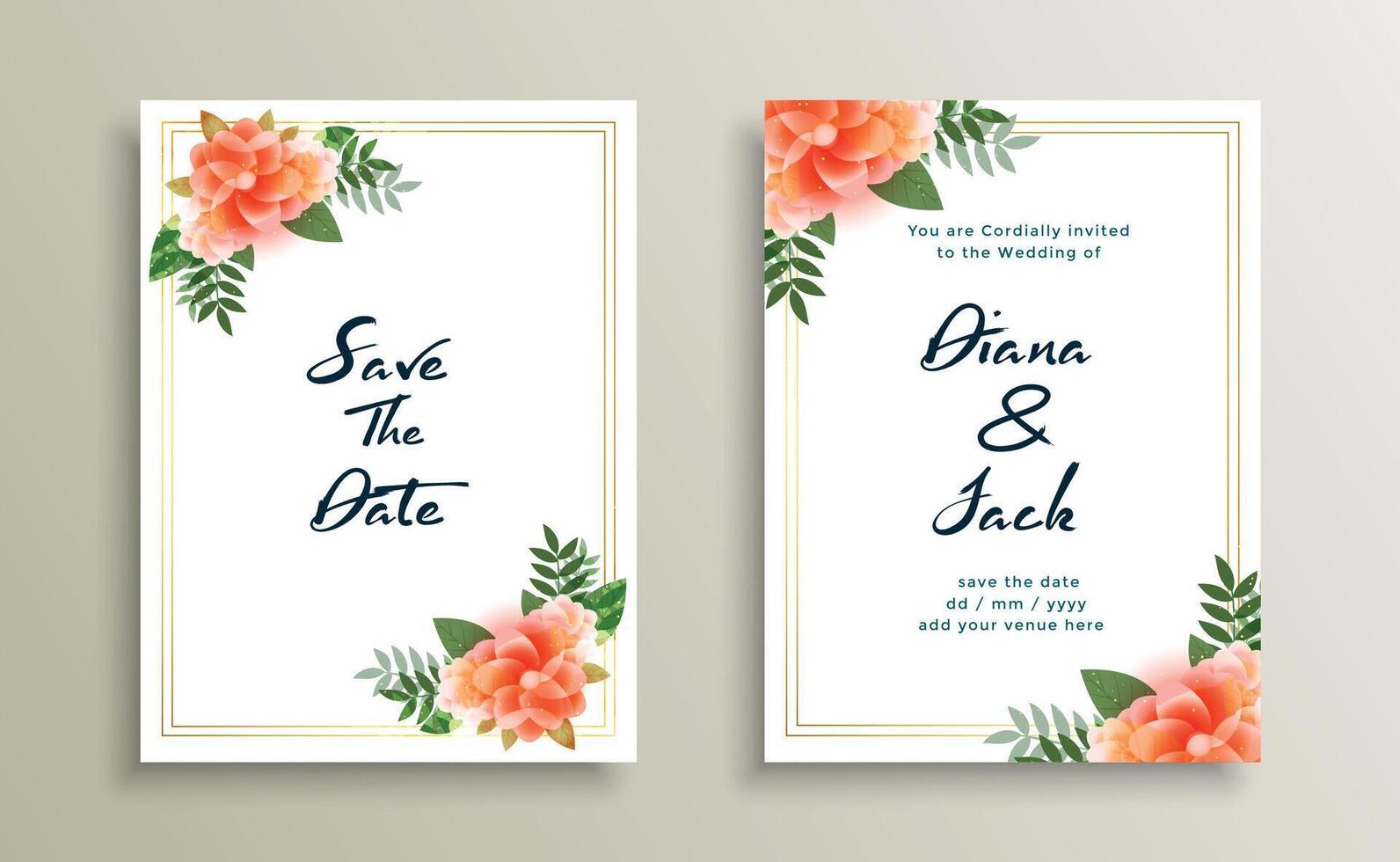 Hochzeit Karte Einladung Design mit Blume Dekoration vektor