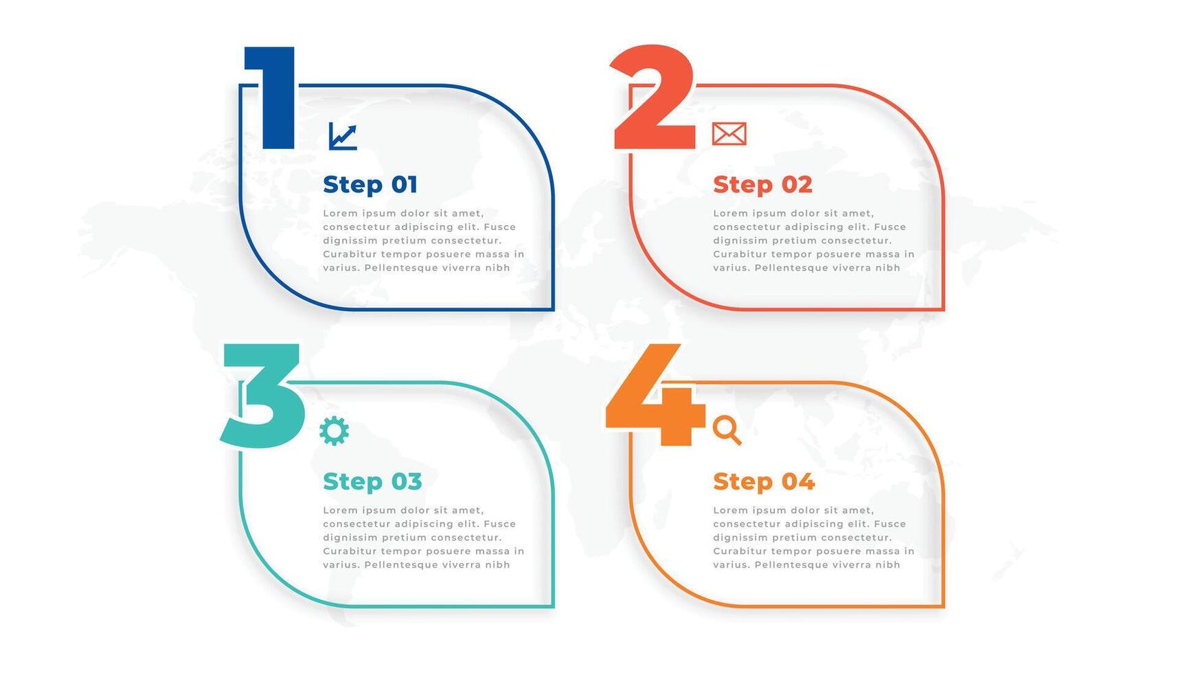 stilvoll vier Schritte Linie Infografik Vorlage vektor