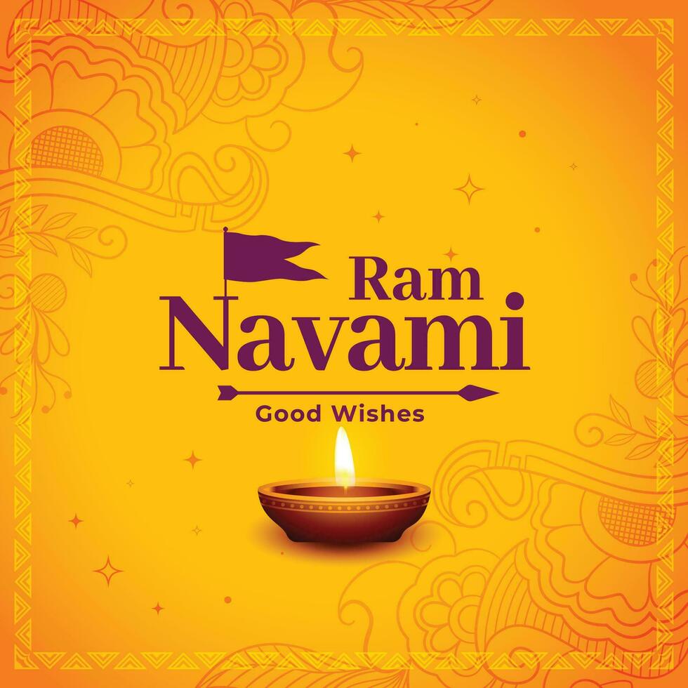 RAM Navami Festival Gelb Karte Design vektor