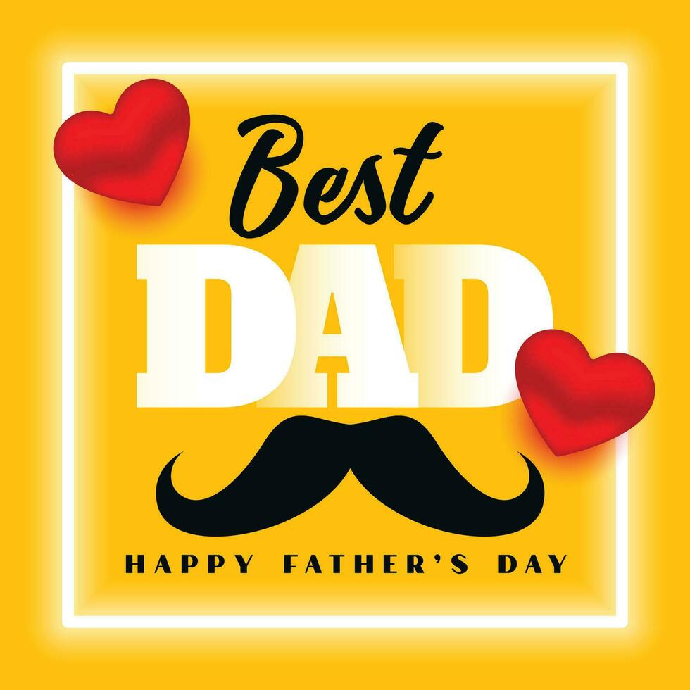 Lycklig fäder dag bäst pappa gul kort design vektor