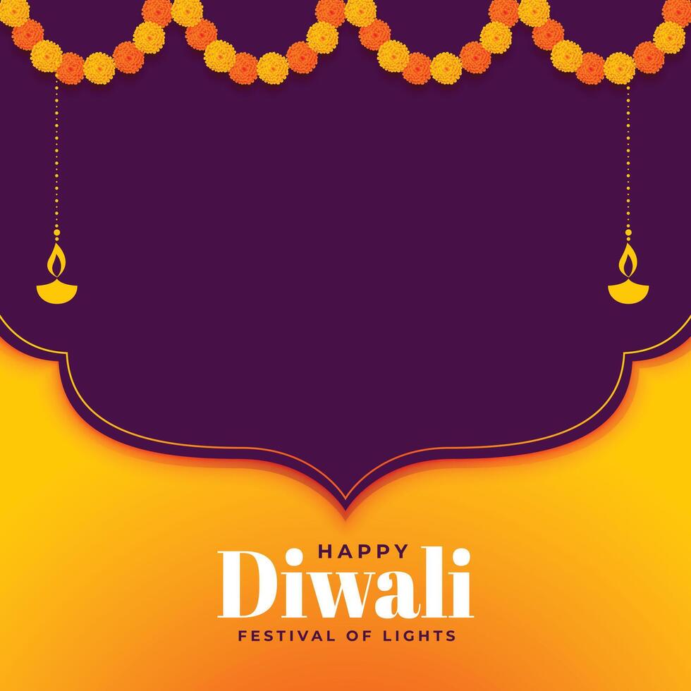 Diwali Hintergrund mit Blumen Dekoration und Text Raum vektor