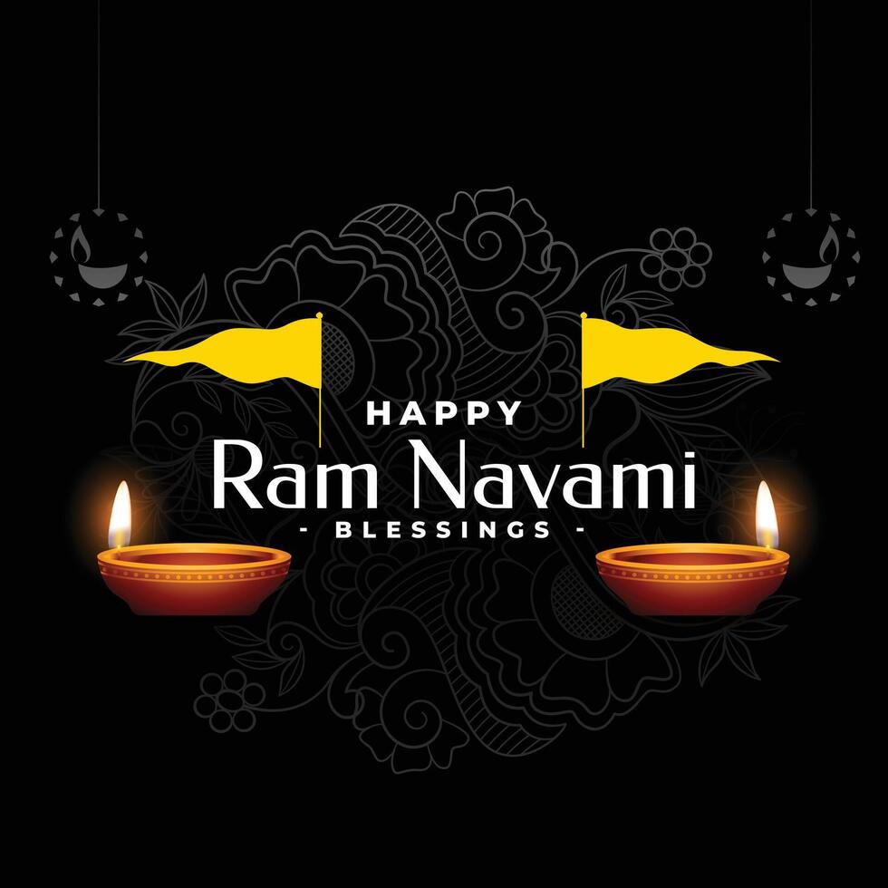 RAM Navami Festival Karte mit Diya Design vektor