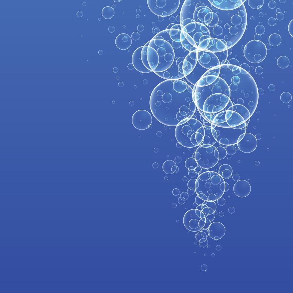 schwebend Wasser Luftblasen auf Blau Hintergrund vektor