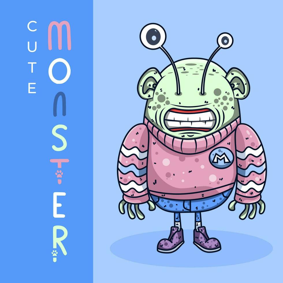 söt monster karaktär vektor illustration