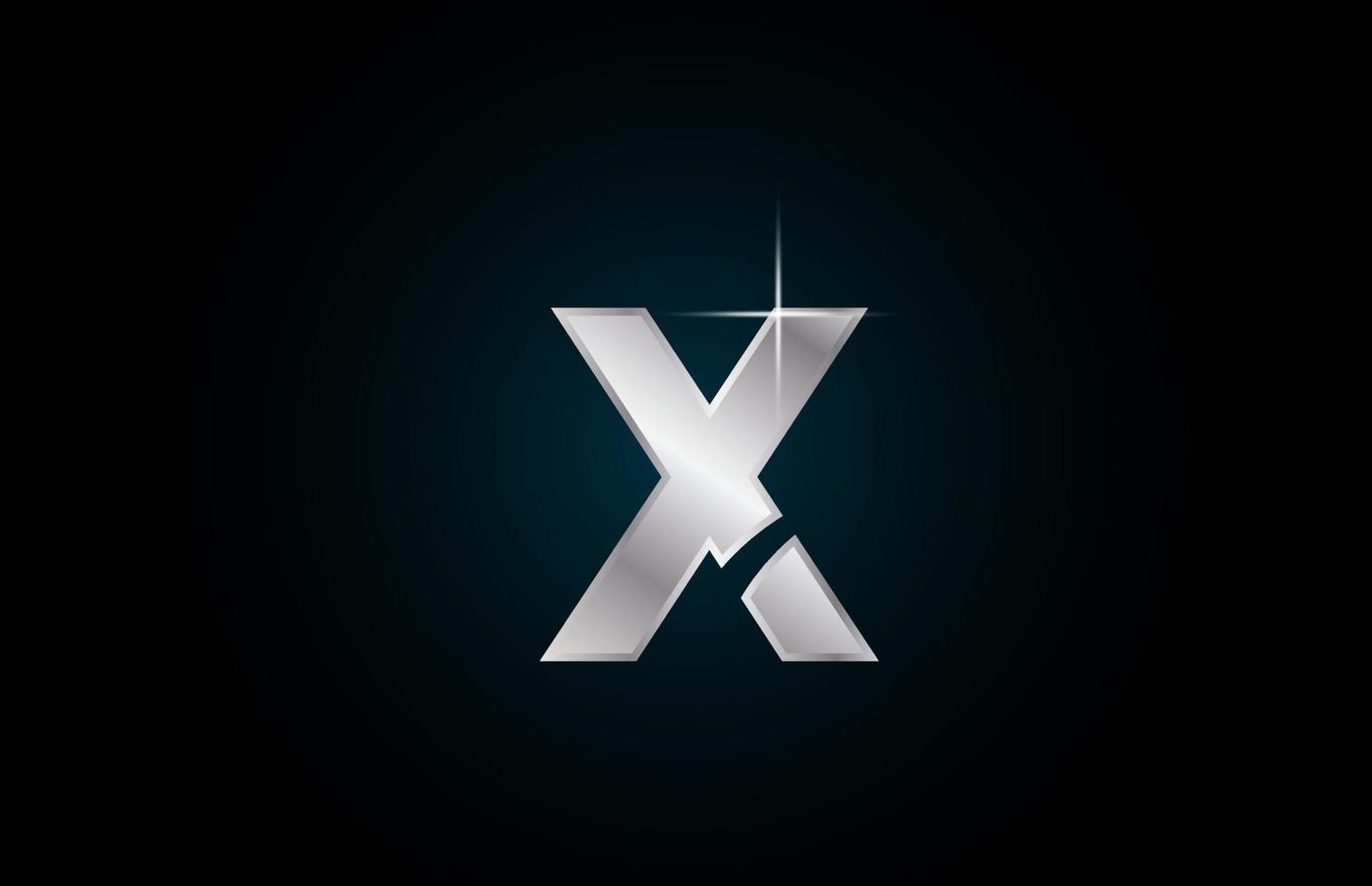 x silvermetall alfabetet brev logotyp ikon för företag och företag med gnista design vektor