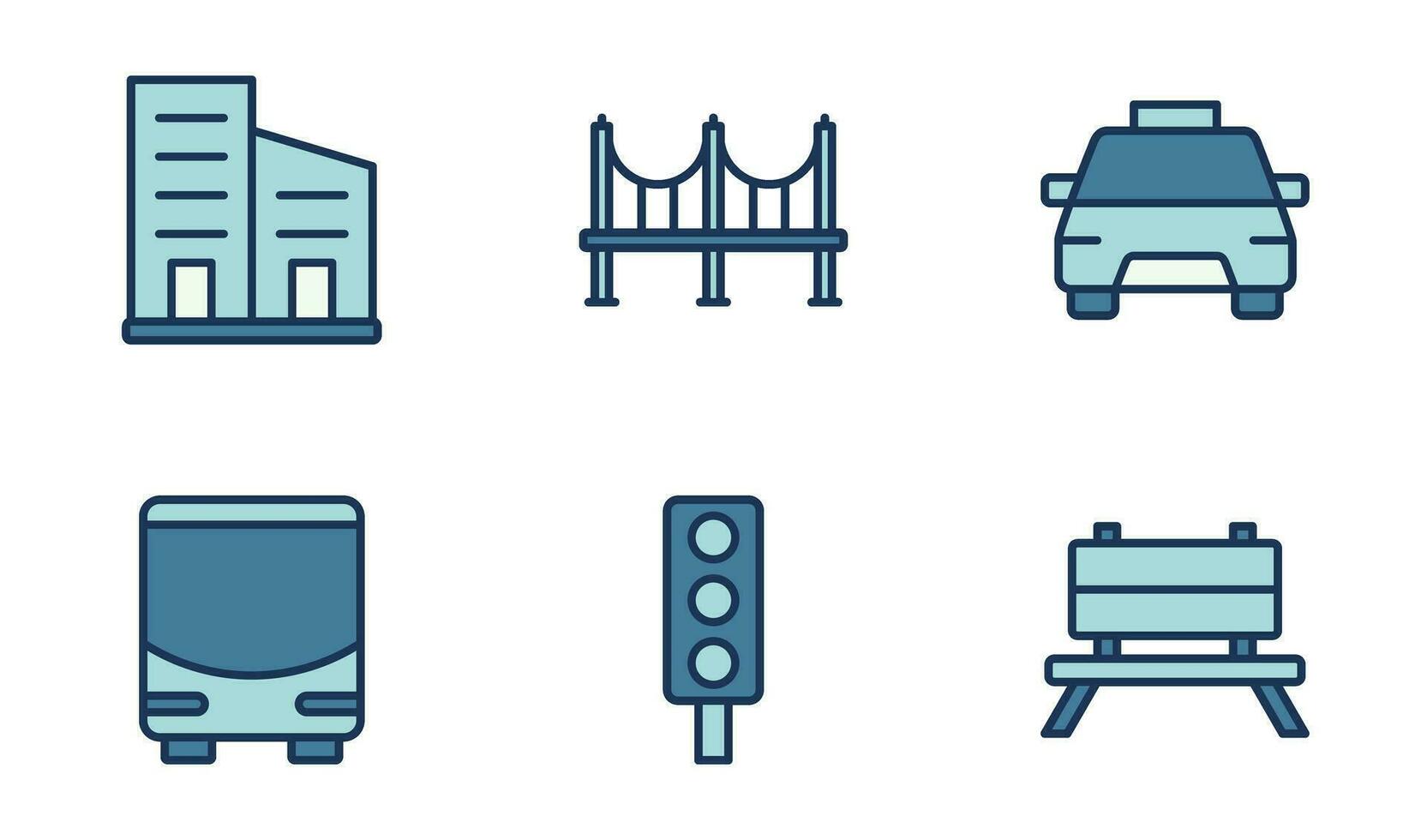 Stadt, urban, Stadt, Dorf Symbol Design Vorlage im gefüllt Gliederung Stil vektor