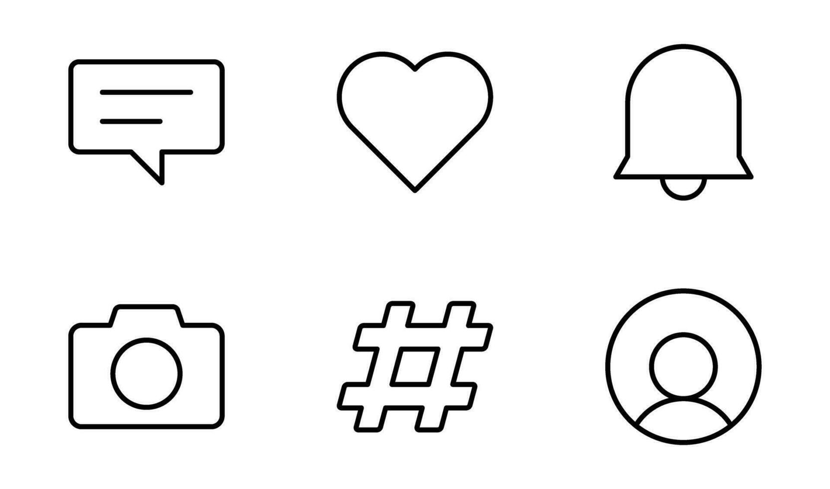 social media ikon design mall i översikt stil vektor