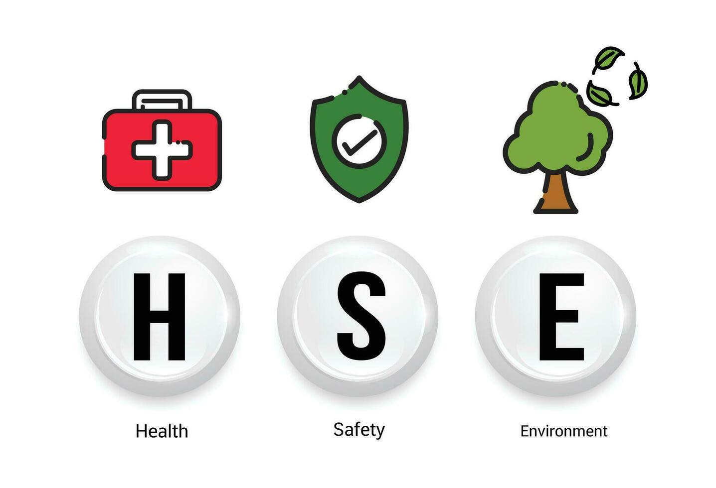 hse-Konzept, Akronym für Gesundheitssicherheit und Umwelt, Vektor-Icon-Design vektor