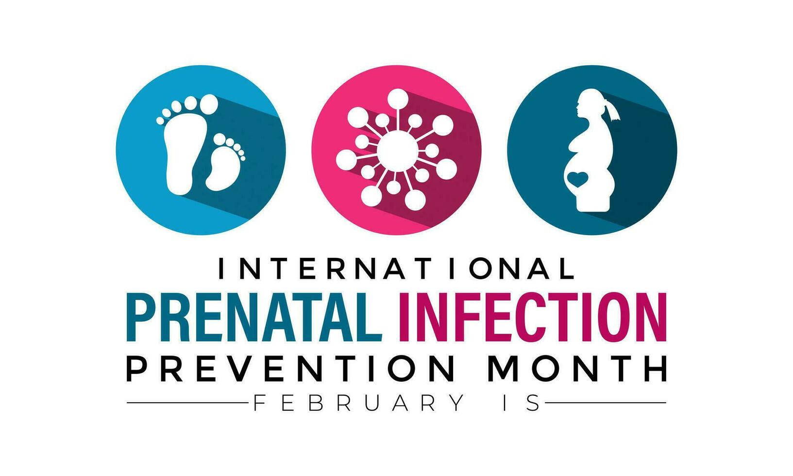 prenatal infektion förebyggande månad är observerats varje år i februari. baner, affisch, kort, bakgrund design. vektor