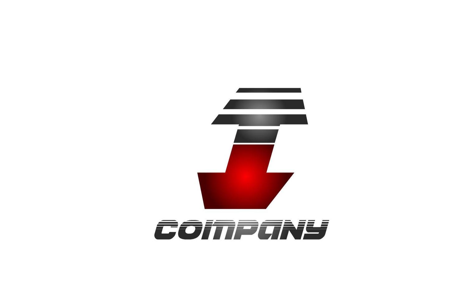 Ich Alphabet Buchstaben Logo Icon Design in rot-grauer Farbverlaufsfarbe für Unternehmen und Unternehmen vektor