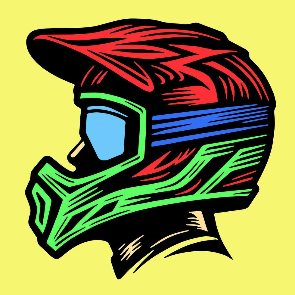 Moto-Cross Helm Illustration, Vektor mit eps Format