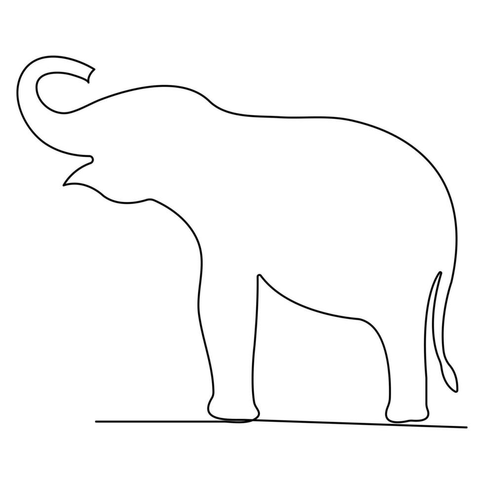 kontinuierlich Single Linie Zeichnung von Elefant wild Tier National Park Erhaltung, Safari Zoo Konzept Welt Tier Tag Gliederung Vektor Illustration