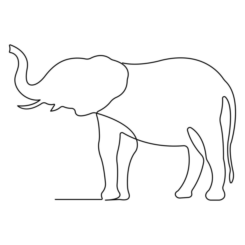 kontinuerlig enda linje teckning av elefant vild djur- nationell parkera bevarande, safari Zoo begrepp värld djur- dag översikt vektor illustration
