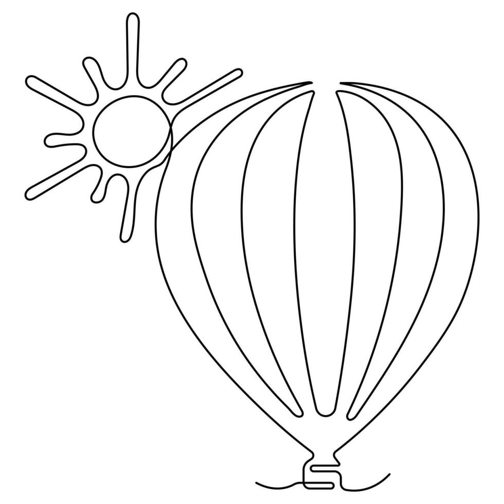 kontinuierlich einer Linie Kunst Zeichnung heiß Luft Ballon Luft Transport zum Reise Hand gezeichnet Vektor Illustration.