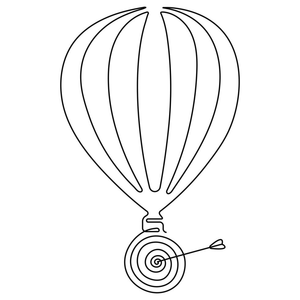 kontinuerlig ett linje konst teckning varm luft ballong luft transport för resa hand dragen vektor illustration.