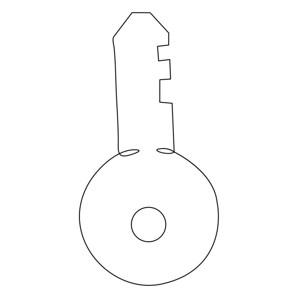 kontinuierlich Single Linie Kunst Zeichnung von sperren Schlüssel Gliederung Vektor Illustration