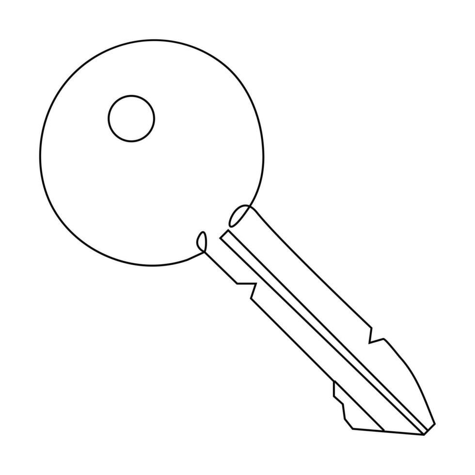 kontinuerlig enda linje konst teckning av låsa nyckel översikt vektor illustration