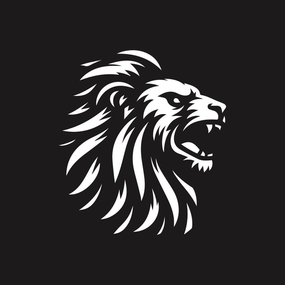 lejon huvud logotyp mall vektor ikon illustration design isolerat på svart bakgrund