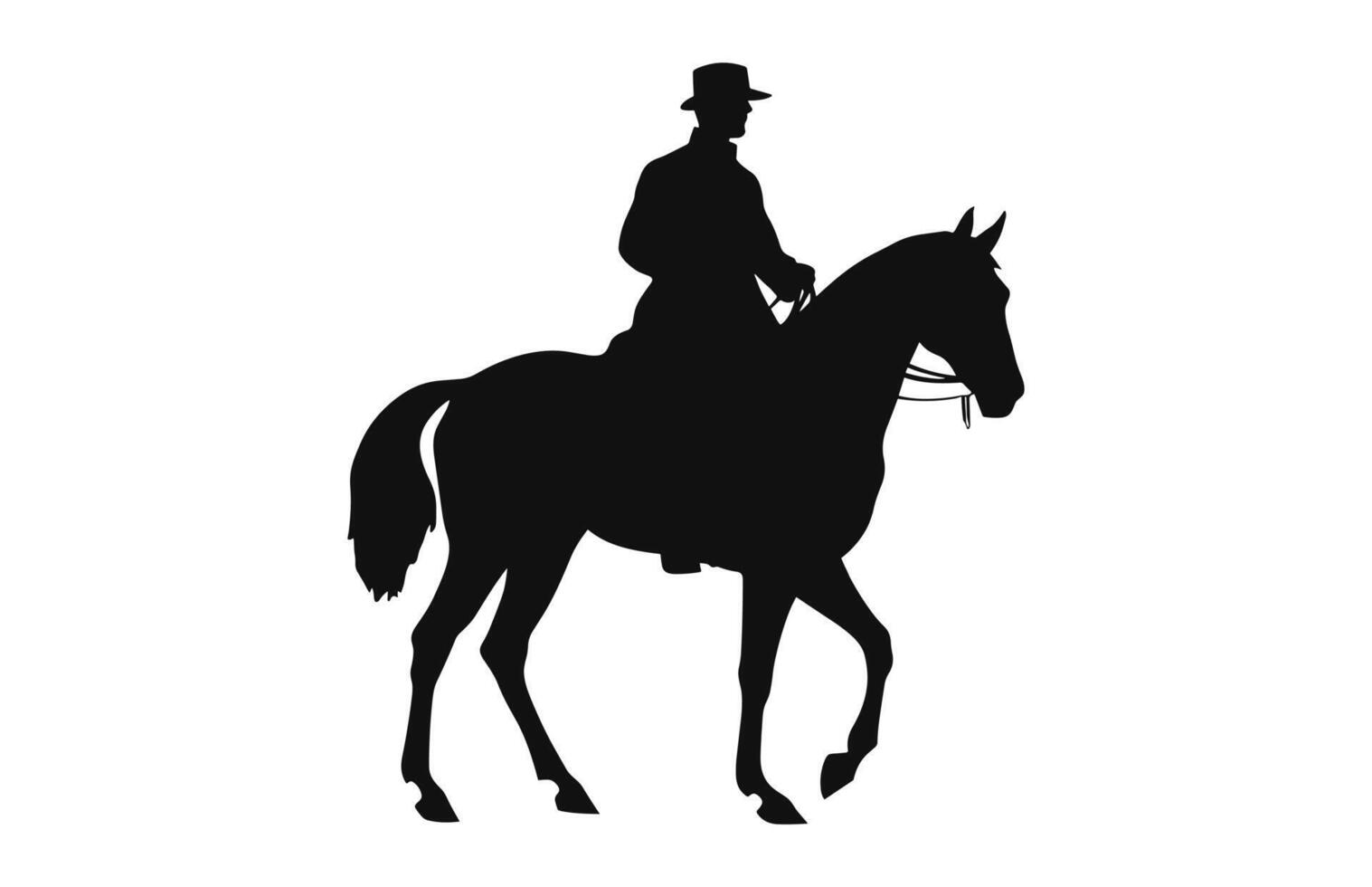 Silhouette von ein Kavallerie Soldat auf zu Pferd schwarz Vektor kostenlos