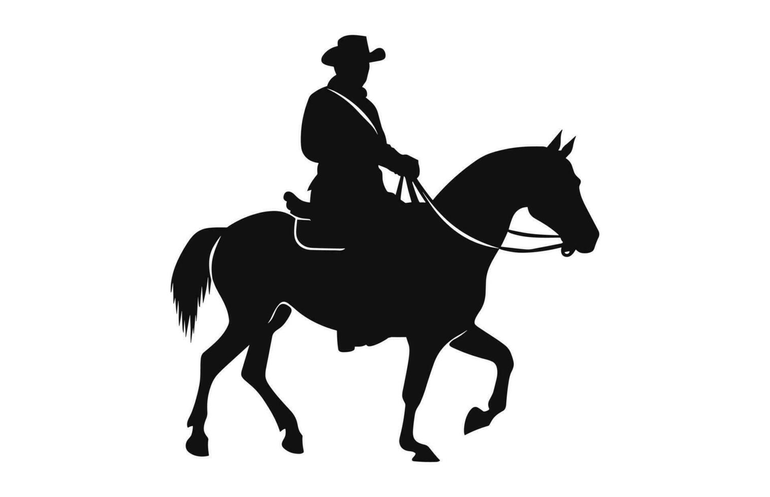 Silhouette von ein Kavallerie Soldat auf zu Pferd schwarz Vektor kostenlos