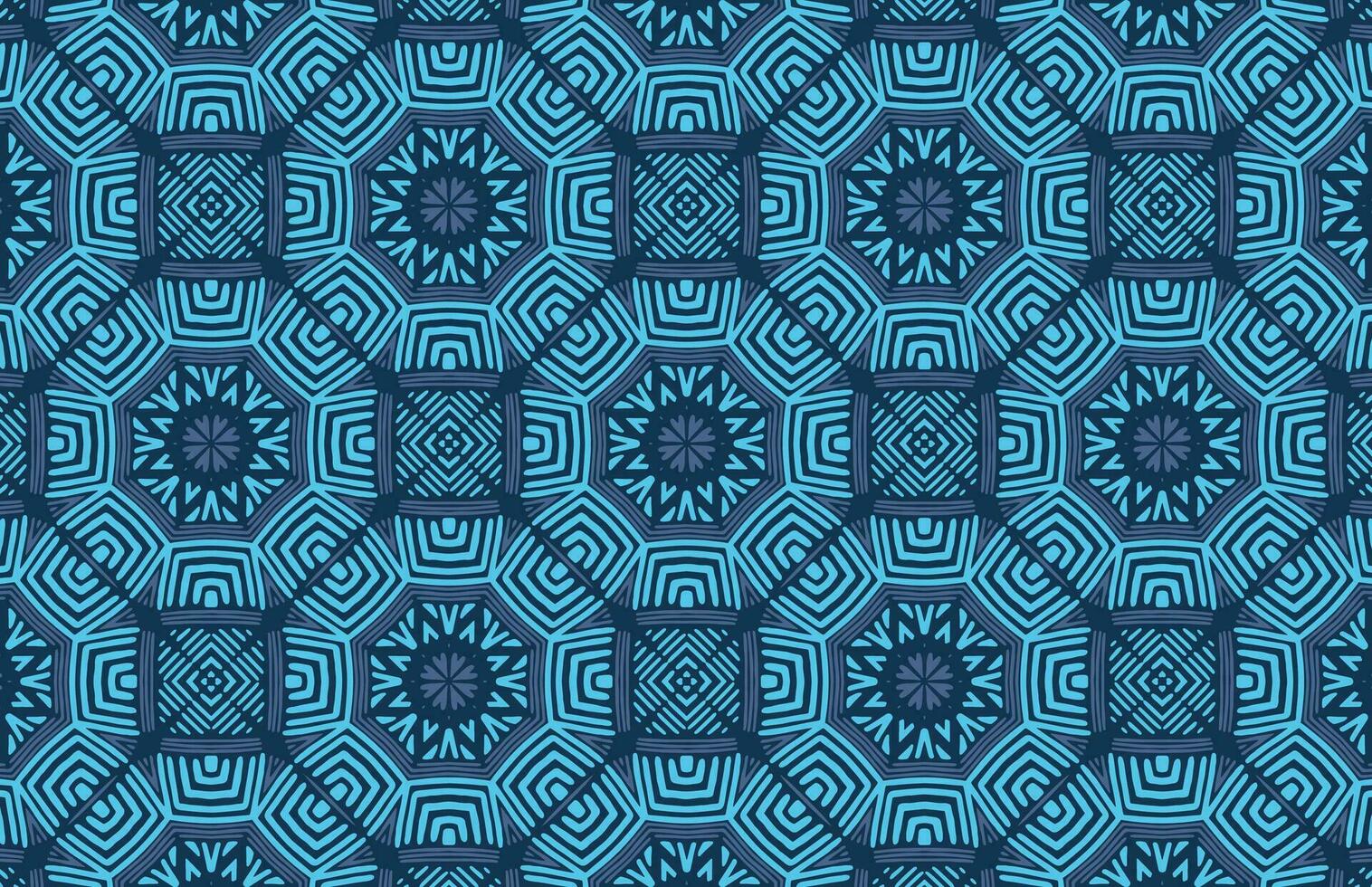 blå hexagonal stam- tyg mönster vektor