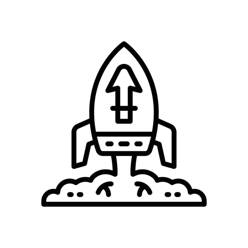 Rakete Symbol. Vektor Linie Symbol zum Ihre Webseite, Handy, Mobiltelefon, Präsentation, und Logo Design.