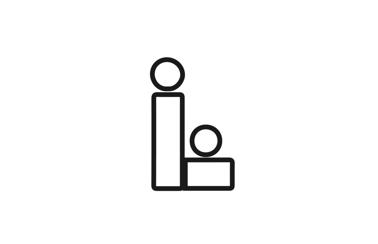 alfabetet l brev logotyp ikon med linje. svartvit design för företag och företag vektor