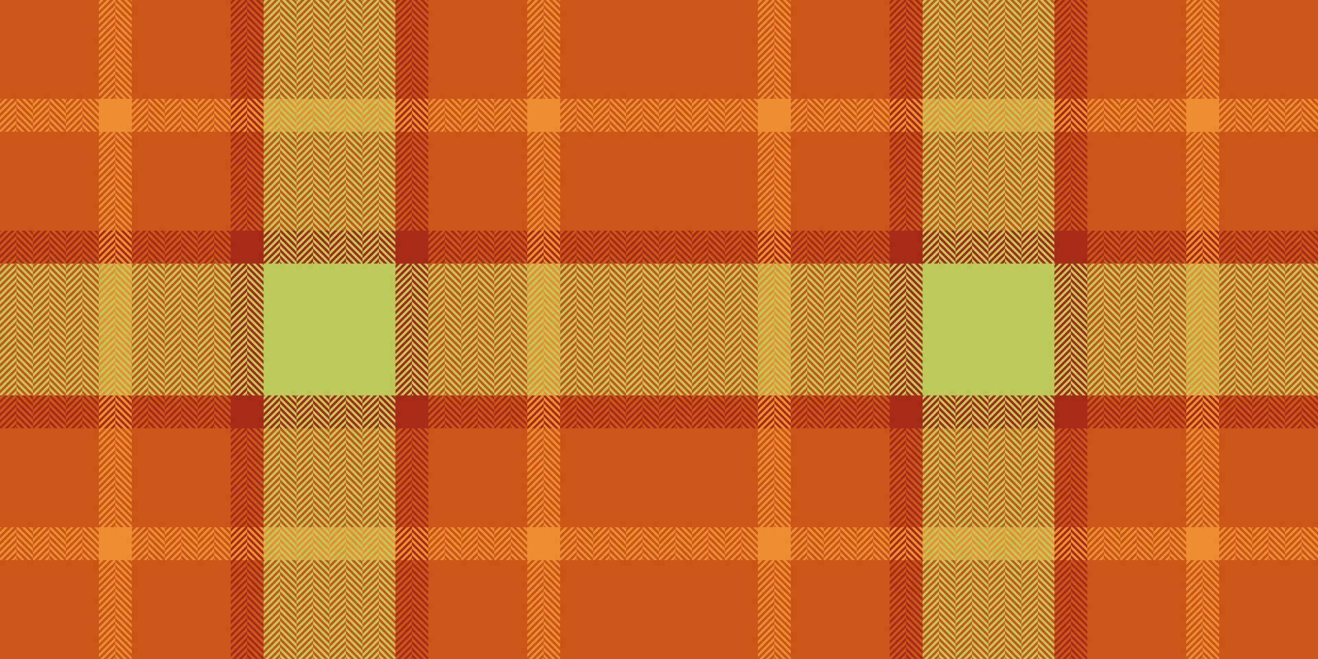 zart prüfen Textur Schottenstoff, männlich Hintergrund Muster Textil. rustikal Plaid Stoff nahtlos Vektor im Orange und Limette Farben.