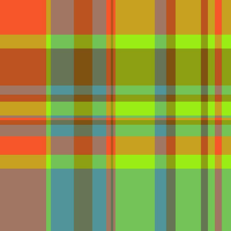 kurz prüfen Textur Muster, Streifen Plaid Textil- nahtlos. sanft Vektor Hintergrund Stoff Tartan im Orange und Grün Farben.