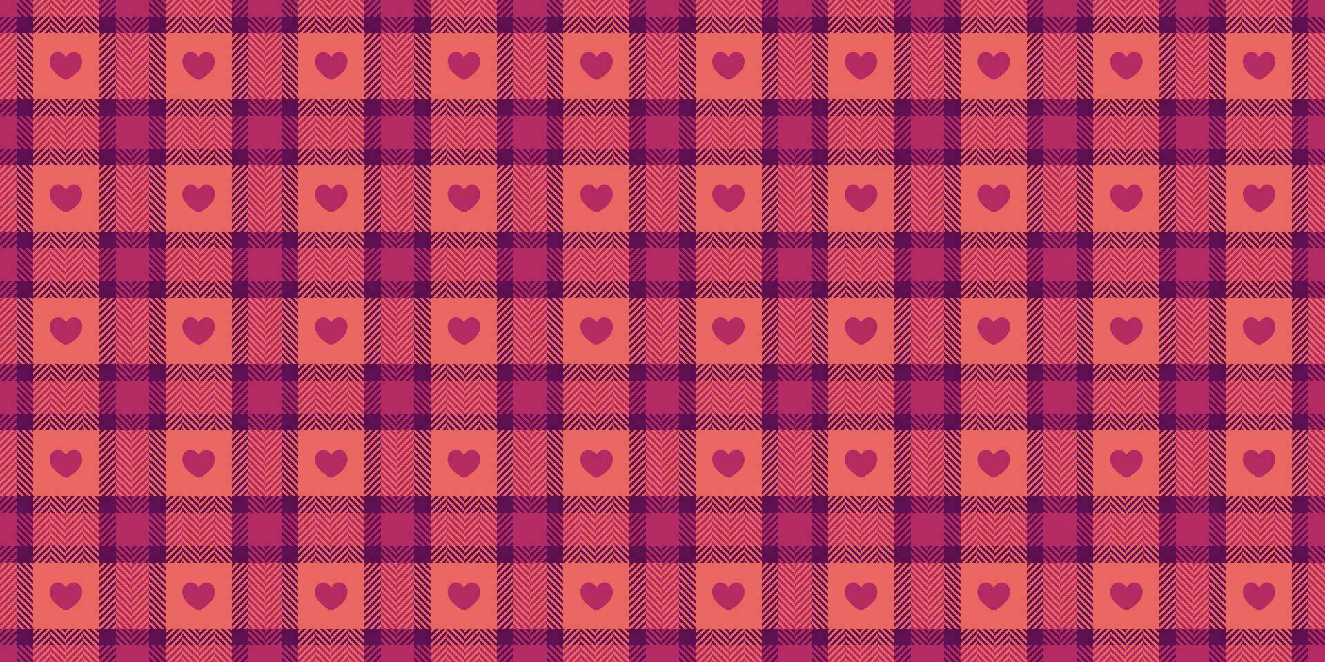 gingham mönster med hjärtan. sömlös tartan vichy kolla upp pläd för gåva kort, omslag papper, inbjudan på valentines dag skriva ut vektor