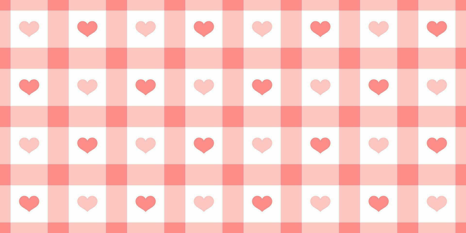 gingham mönster med hjärtan. sömlös tartan vichy kolla upp pläd för klänning, skjorta, bordsduk, servett, eller Övrig modern valentines dag textil- design. vektor