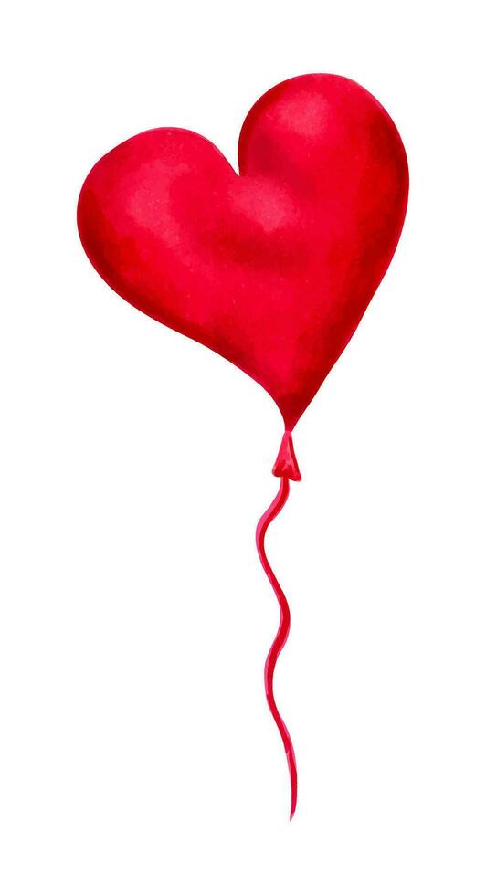 hjärta formad ballong för valentines dag och mödrar dag. vattenfärg och markör illustration. festlig dekor element för födelsedag, årsdag, överraskning tecken. hand dragen konst. vektor