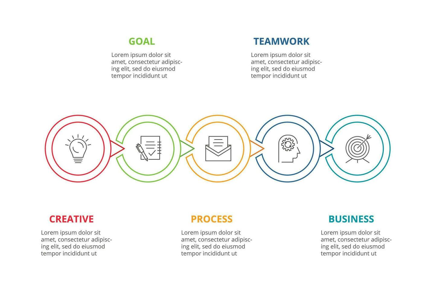 linje begrepp för infographic med 5 steg, alternativ, delar eller processer. företag data visualisering. vektor