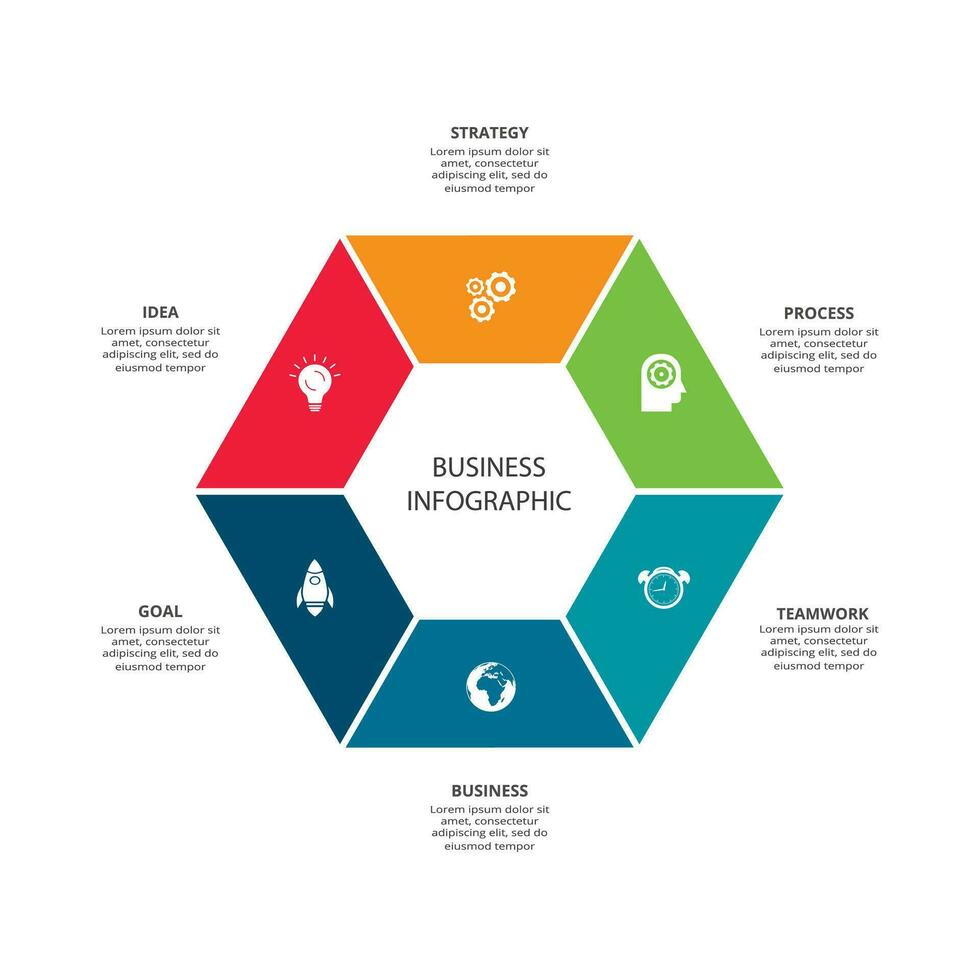 kreativ begrepp för infographic med 6 steg, alternativ, delar eller processer. företag data visualisering. vektor