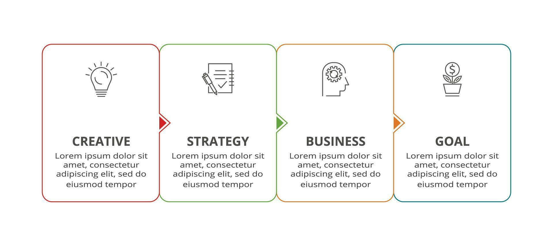 linje begrepp för infographic med 4 steg, alternativ, delar eller processer. företag data visualisering. vektor