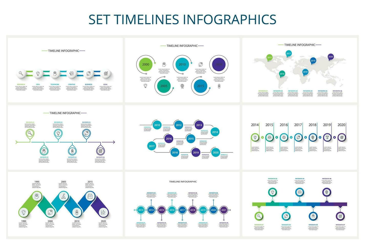 kreativ begrepp för infographic med 5, 6, 7, 9 steg, alternativ, delar eller processer. företag data visualisering vektor