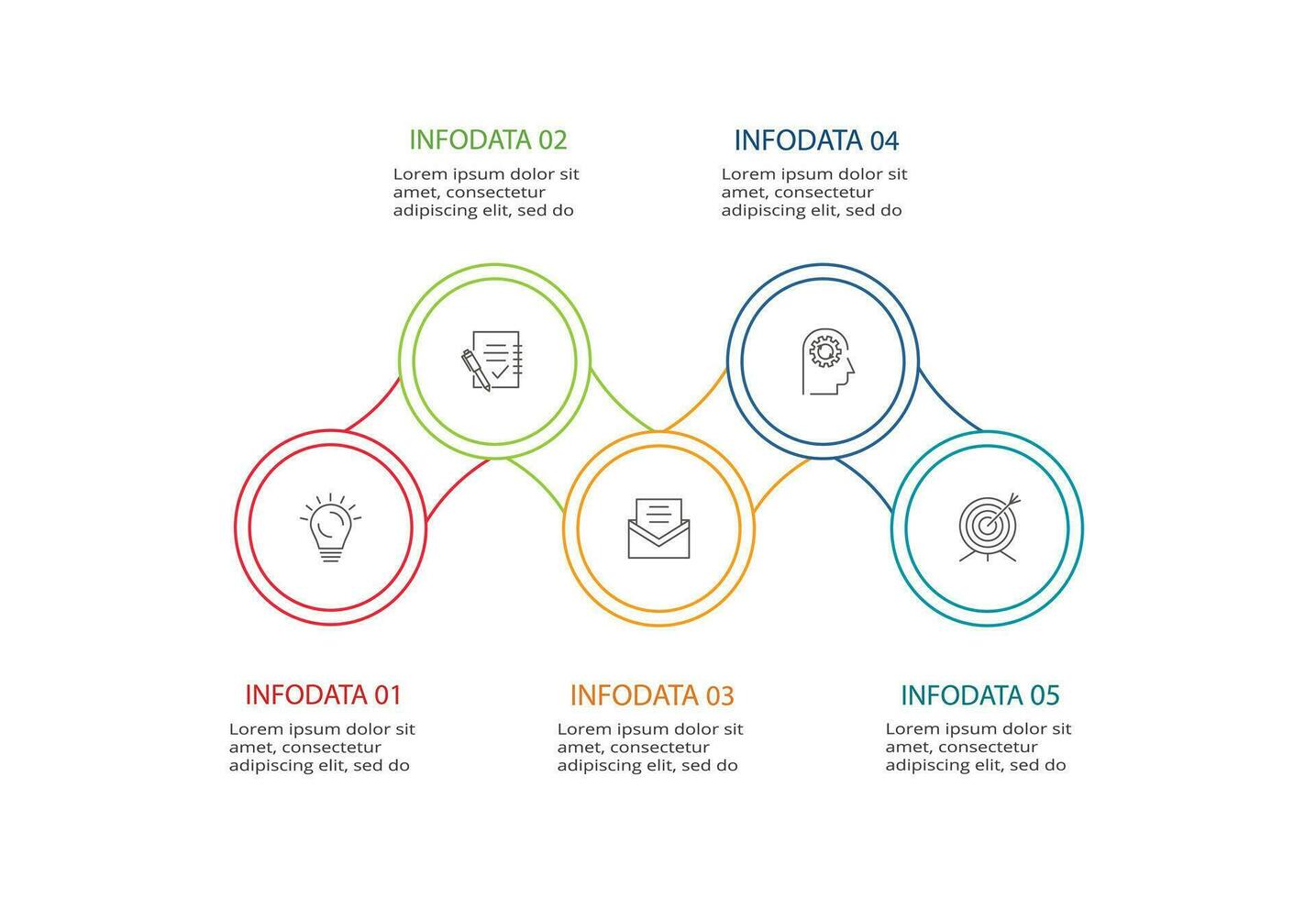 linje begrepp för infographic med 5 steg, alternativ, delar eller processer. företag data visualisering. vektor