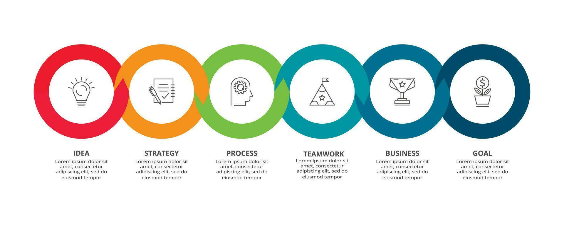 kreativ begrepp för infographic med 6 steg, alternativ, delar eller processer. företag data visualisering. vektor