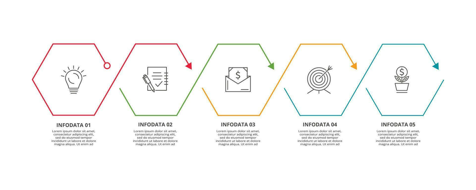 linje begrepp för infographic med 5 steg, alternativ, delar eller processer. företag data visualisering. vektor