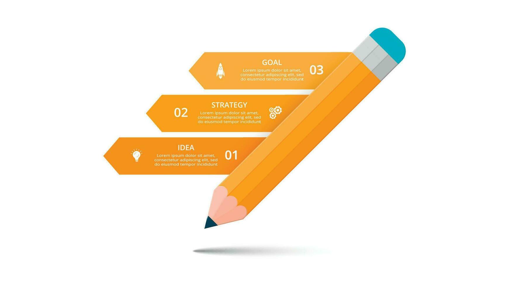 abstrakt Pfeile von Graph, Diagramm mit 3 Schritte, Optionen, Teile oder Prozesse. Vektor Geschäft Vorlage zum Präsentation