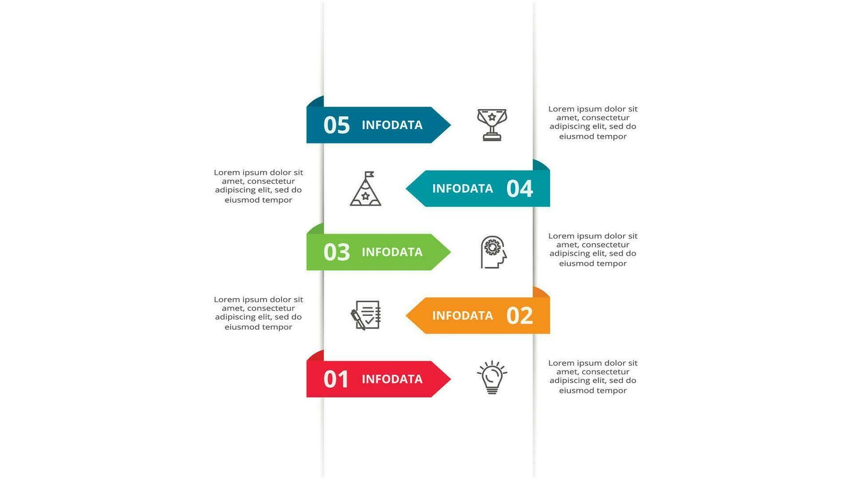 abstrakt Pfeile von Graph, Diagramm mit 5 Schritte, Optionen, Teile oder Prozesse. Vektor Geschäft Vorlage zum Präsentation