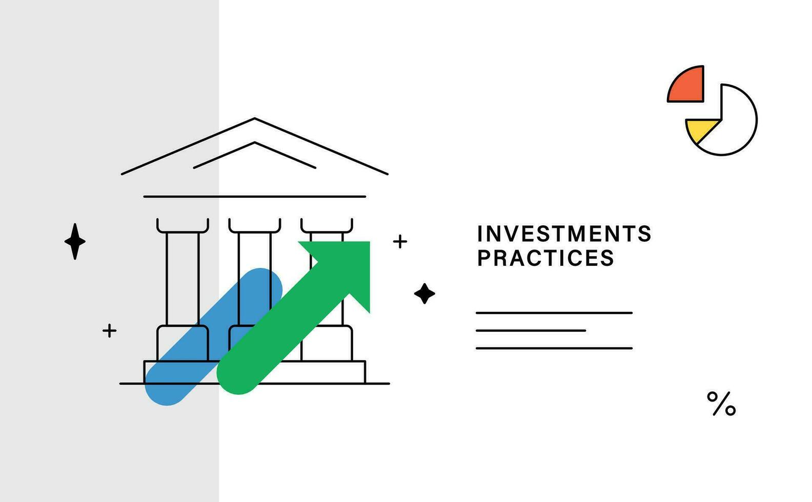 Bankwesen und Finanzen, Investitionen Praktiken Methoden Ausübungen, investieren, Planung Konzept eben Vektor Illustration.