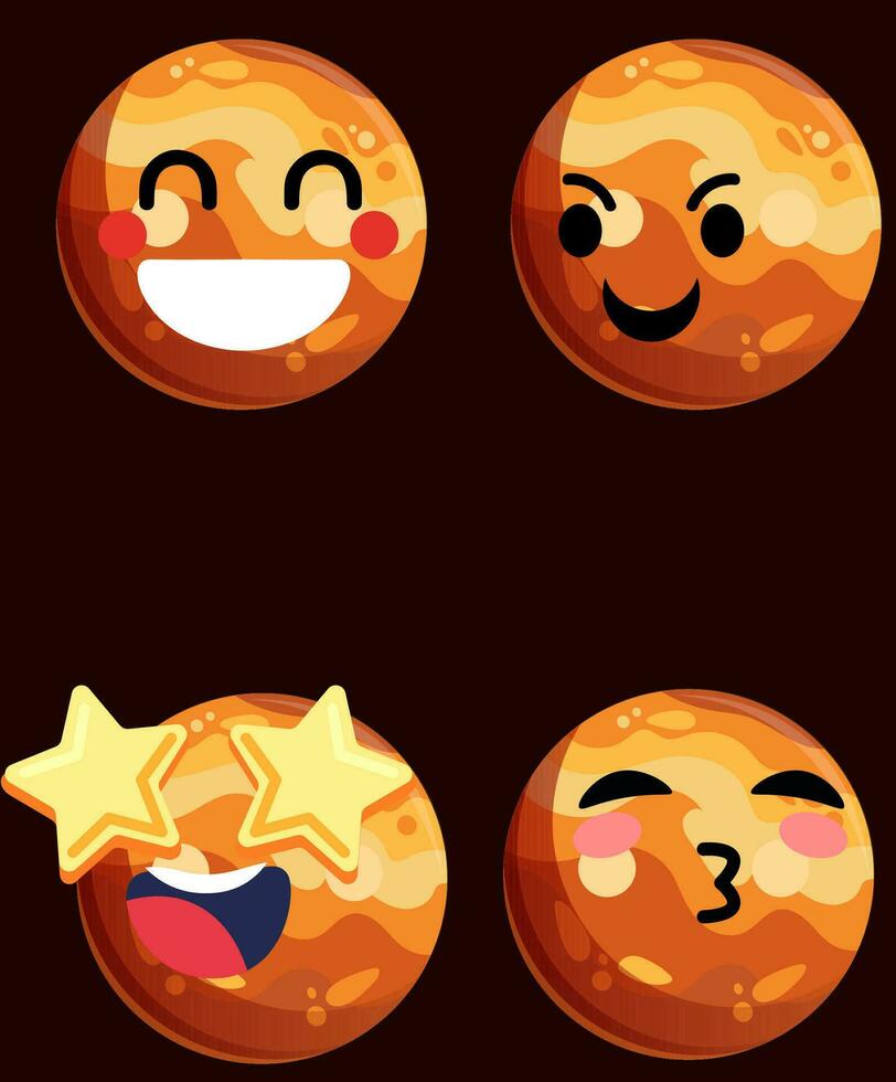 einstellen von süß Venus Planet Emoticons. Venus Charakter im anders Ausdrücke. können Sein verwenden Symbol, Logo, Vorlage, Netz Design, vektor