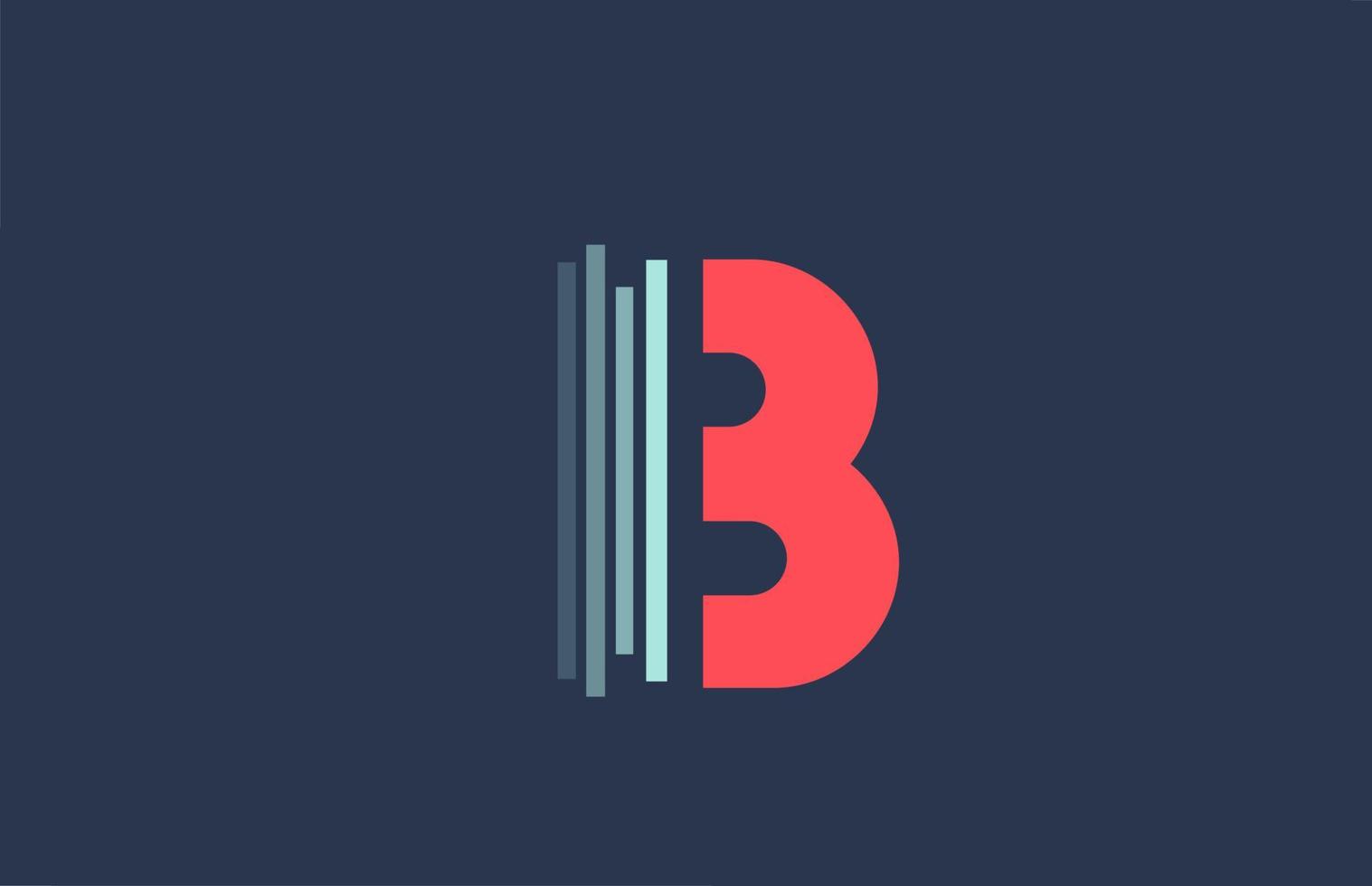 b rot-blaues Alphabet Buchstaben-Logo-Symbol für Unternehmen und Unternehmen mit Liniendesign vektor
