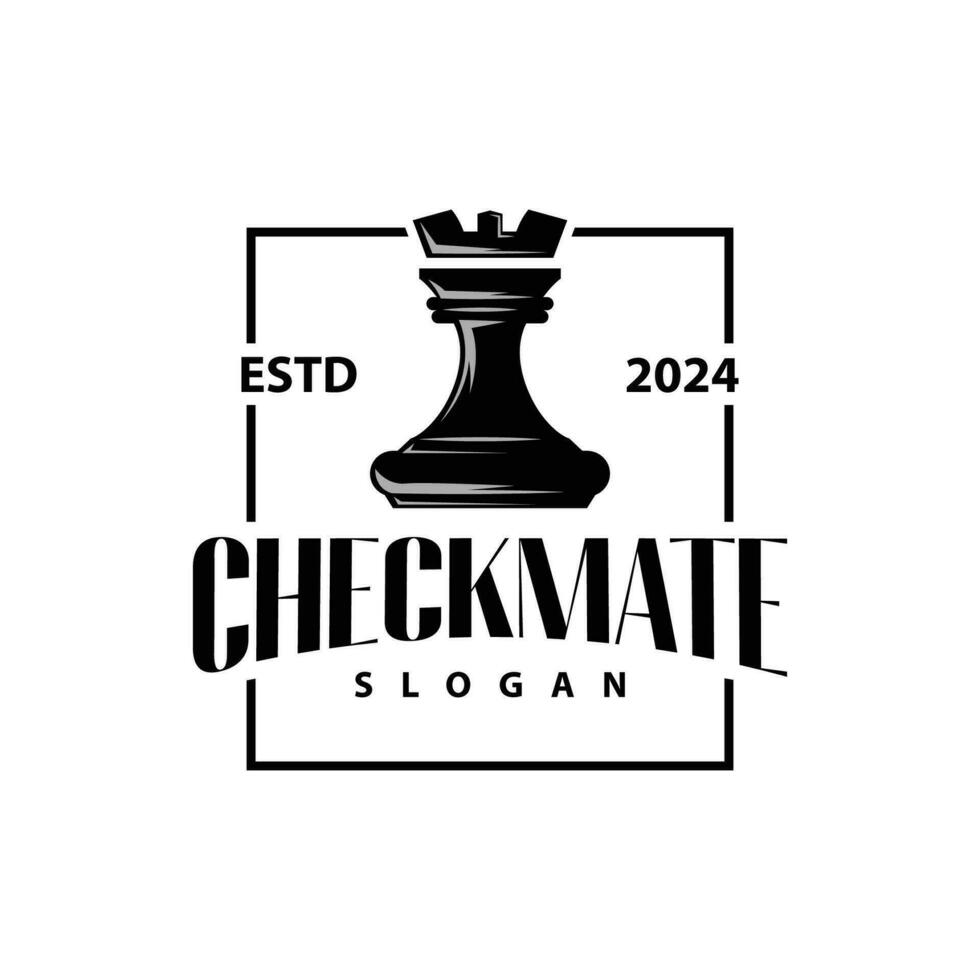 Schach Logo Design Sport Spiel retro Jahrgang Schach Stücke minimalistisch schwarz Silhouette Illustration vektor