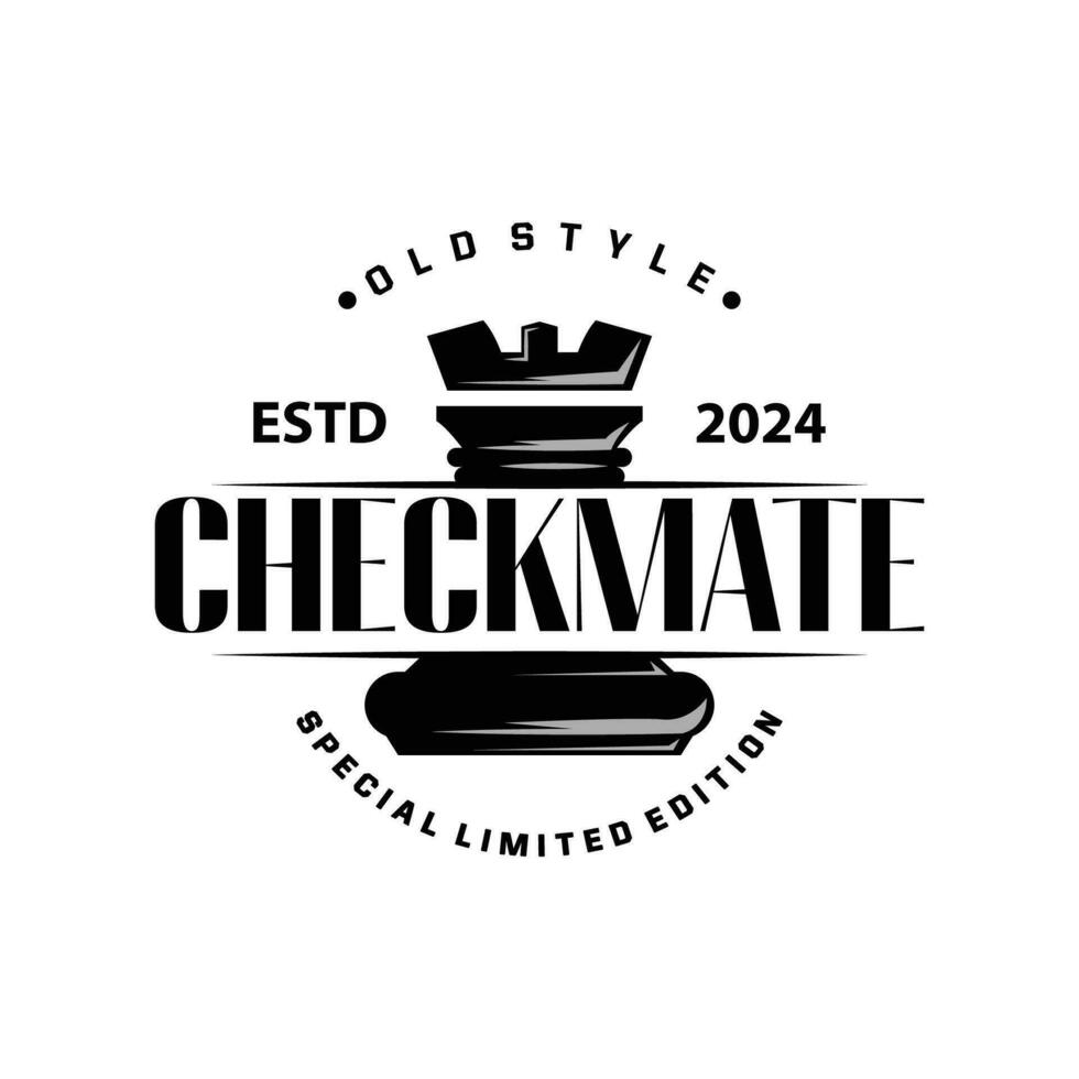 Schach Logo Design Sport Spiel retro Jahrgang Schach Stücke minimalistisch schwarz Silhouette Illustration vektor
